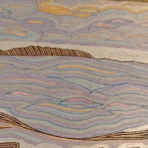 Handmade One Of A Kind Colorful Sunset Ocean Gell Pen Art Card 8.5"X11" - Picture 14 of 16